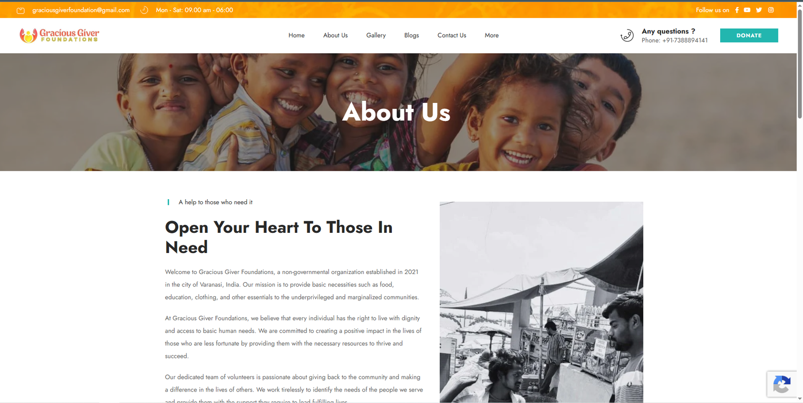 Gracious Giver Foundation — website screenshot