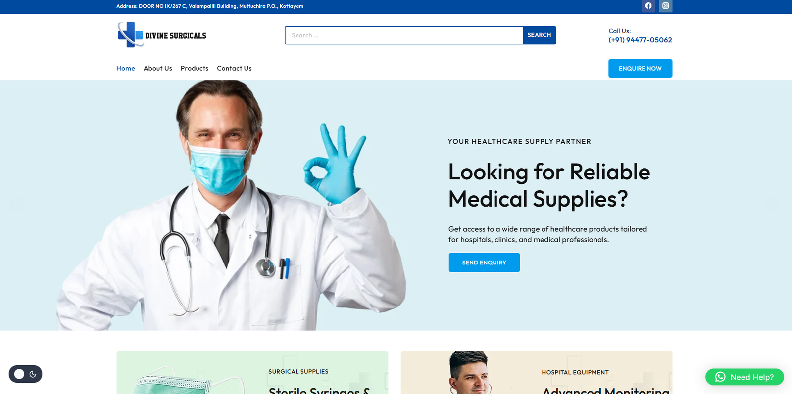 Divine Surgicals — website screenshot